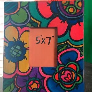 Handmade and handpainted wooden picture frame